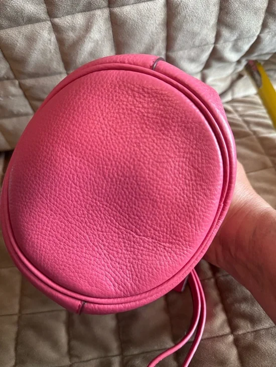 Rare Coach Pink Leather Floral Drawstring Mini Bucket - Picture 6 of 7